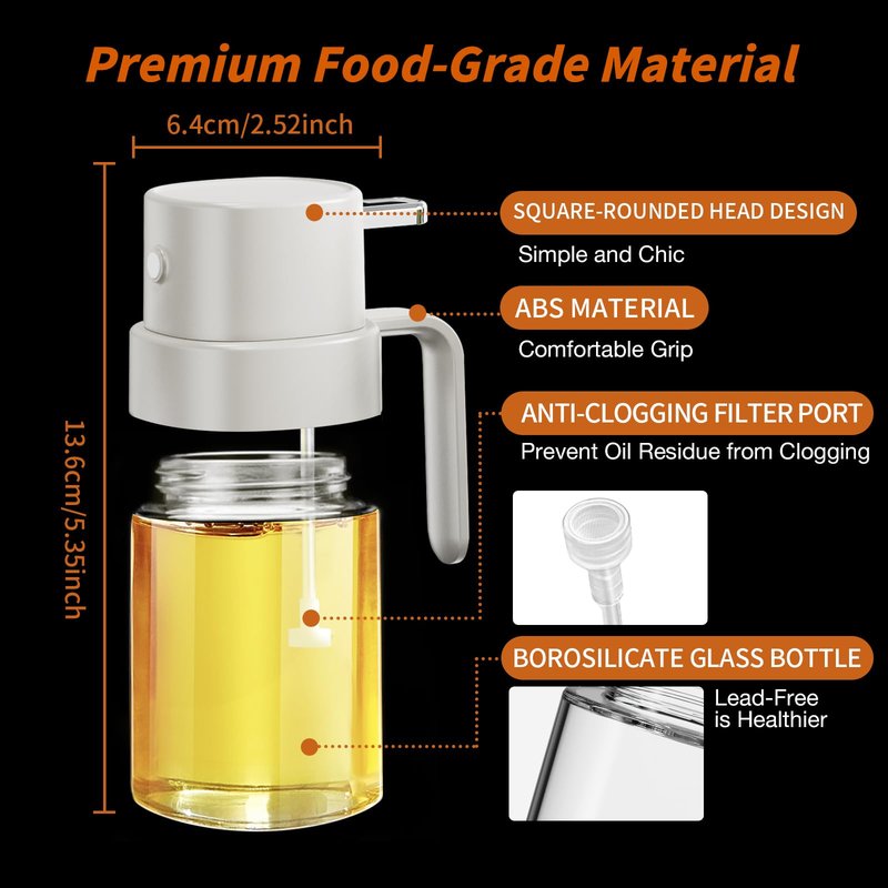 YARRAMATE Mini Oil Sprayer for Cooking, 6.8 OZ/ 200 ML Premium Oil Spray Bottle for Kitchen, Food-grade Olive Oil Sprayer, Portable Oil Mister for Air Fryer, kitchen, Outdoor BBQ and Camping (White)