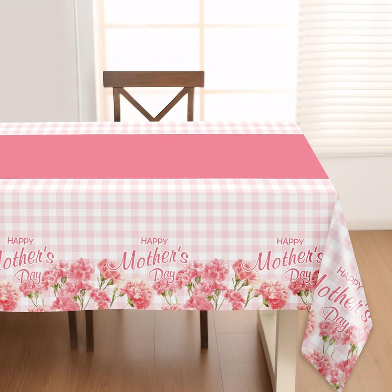 2 Pack Mothers Day Tablecloth,Mothers Decorations 54" x 108" Disposable Plastic Tablecloth,Mothers Table Cloth Plastic Pink Table Cover for Party Supplies,Birthday,Home,Dinner,Indoor,Outside Picnic