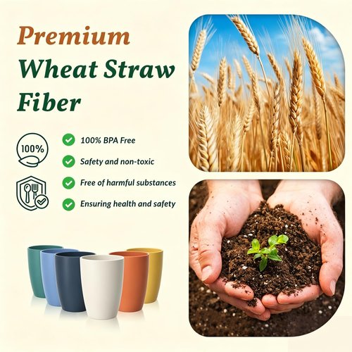 Homienly Water Cups Wheat Straw Drinking Glasses Cups 12oz Unbreakable Cups,Microwave and Dishwasher Safe Cup Set,6 PCS Stackable Cups for Kitchen,Camping-Colorful