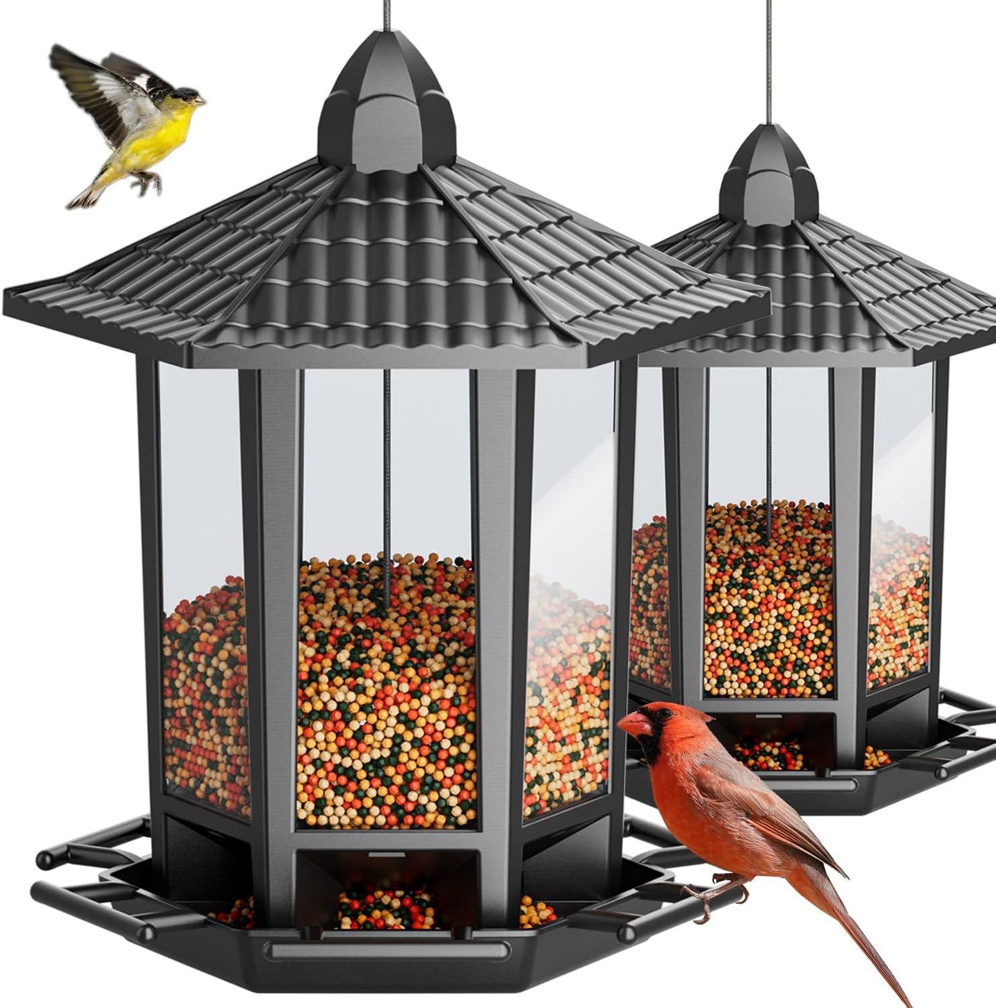Birdream Bird Feeders - 2 Pack Outdoor Hanging Retro Pagoda Design for Attracting Wild Birds