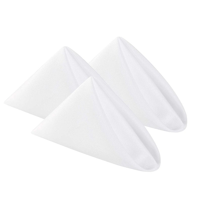 Cloth Napkins 17x17 inch Washable Polyester Dinner Napkins Soft Table Napkins for Wedding Party Dining Banquet(White,25PCS)