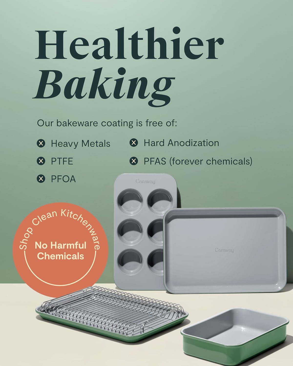 Caraway Nonstick Baking Pan Set - 2x 9" x 6.5" & 1x 9" x 13" - Non-Toxic, PTFE & PFOA Free - Deep Ceramic for Casseroles & Lasagna - Perracotta