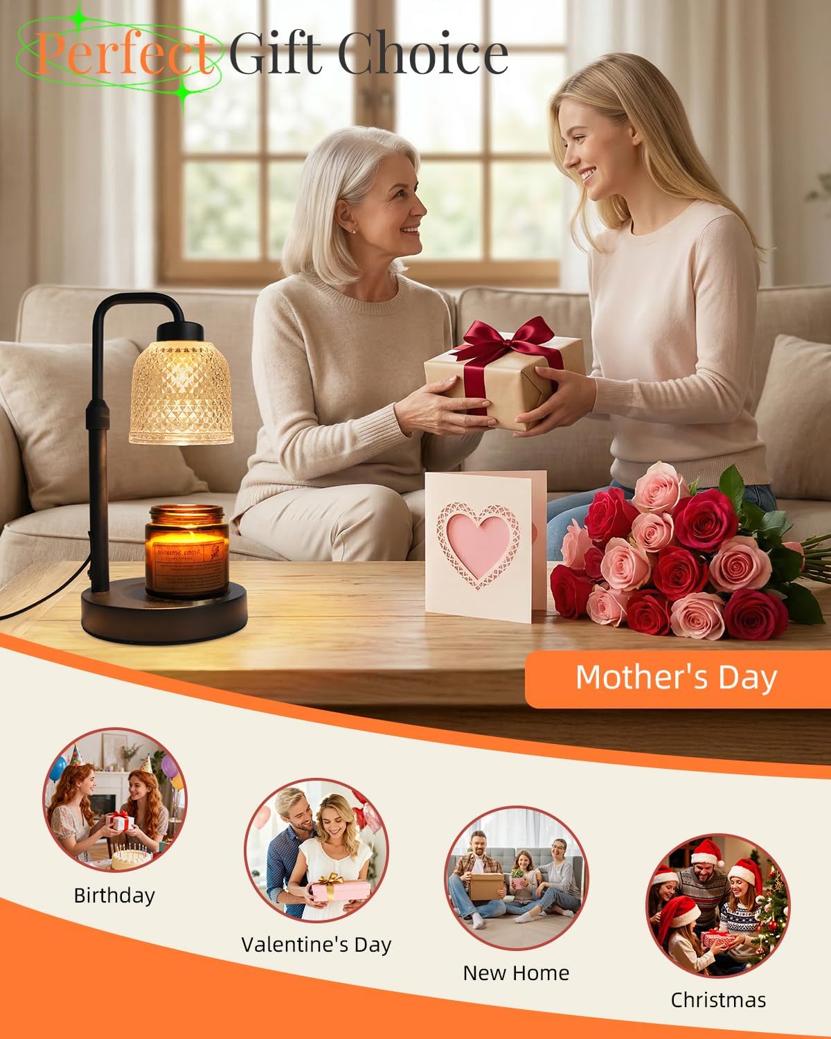 AIFEI Candle Warmer Lamp - Dimmable & Adjustable Height | Perfect Birthday & Housewarming Gift - Coal Black