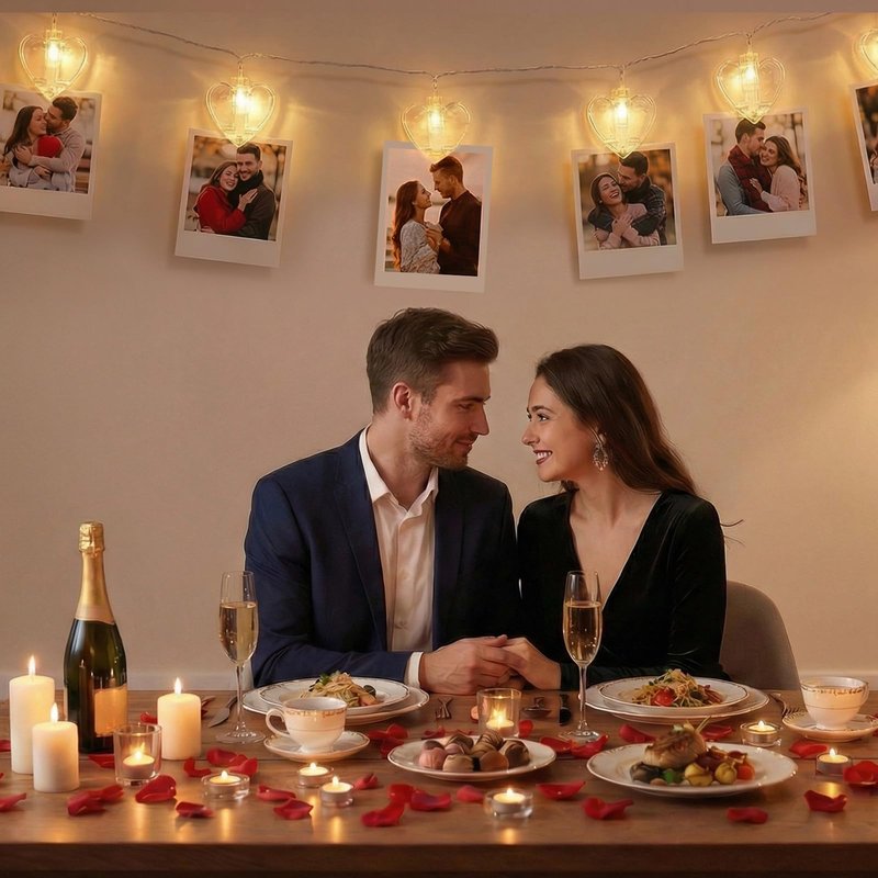 20 Photo String with Clips for Hanging Pictures,9.85Ft Clear Photo Clip Lights for Indoor/Outdoor Wall Bedroom Wedding Birthday Party Home Decorations (Heart)