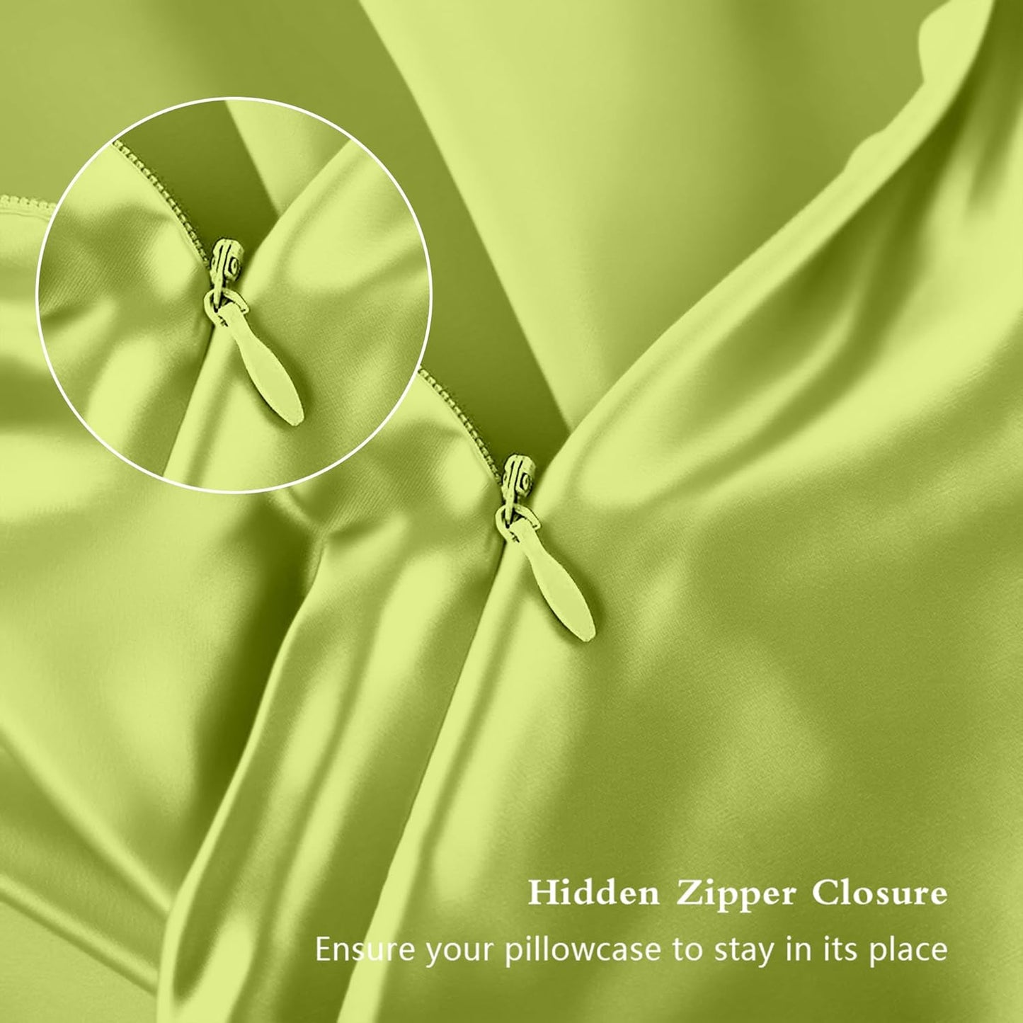 Mulberry Silk Pillowcase - King Size Natural Silk for Hair & Skin | Olive Green with Zipper