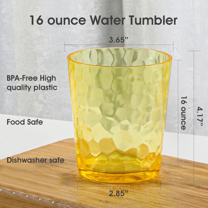 AKMQYM BPA-Free Plastic Tumblers 8 Pack (4x16oz+4×22oz) | Reusable Dishwasher Safe | Stackable Shatterproof Cups | Plastic Drinkware & Drinking Tumblers for Restaurant, Home, Party