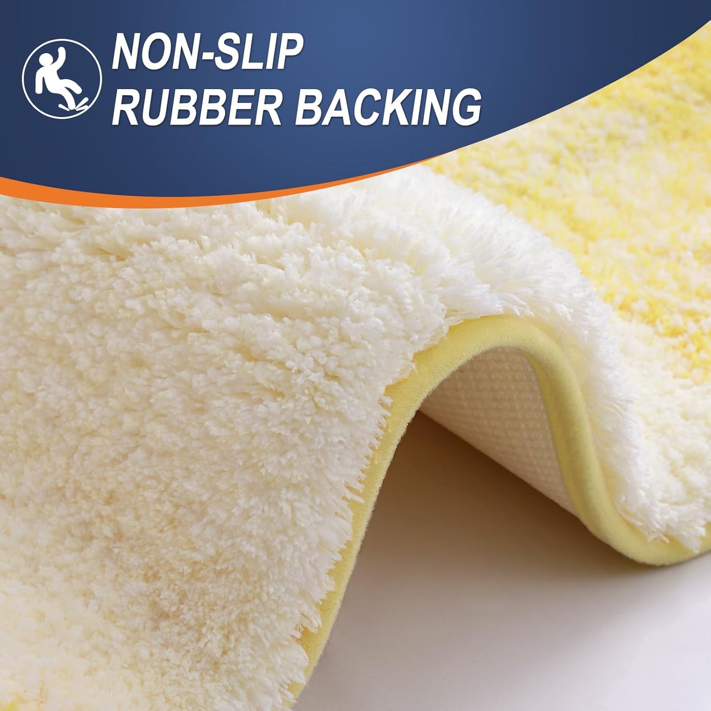 OLANLY Luxury U-Shaped Toilet Rugs - Extra Soft Microfiber, Non-Slip, 24x20, Yellow Bath Mat