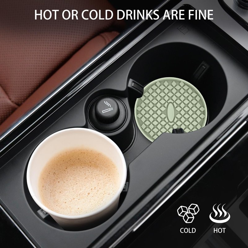 ME.FAN Car Cup Coasters [4 Pack] Silicone Car Coasters/Cup Mats, Non-Slip Recessed Car Interior Accessories Desert Sage