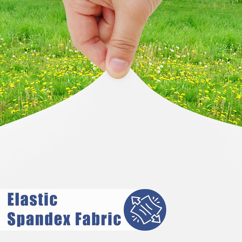 Moosfor Round Spandex Tablecloth, Elastic Fitted Waterproof Tablecloths for 31"-35" Tables, Stretch Washable Picnic Table Cover for Camping, Dining, Indoor and Outdoor, White