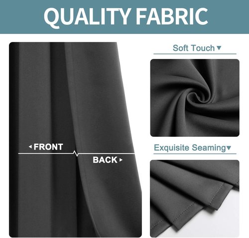 ChrisDowa Blackout Curtains - Thermal Insulated Room Darkening Drapes for Bedroom & Living Room | Dark Grey, 38"W x 54"L