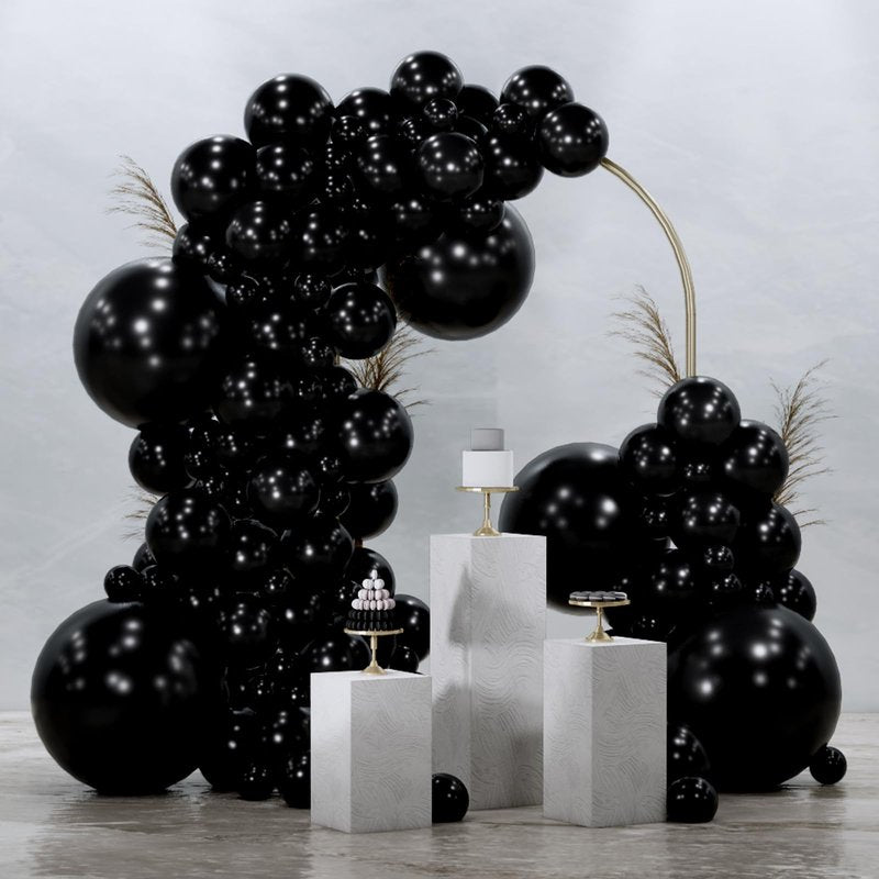PartyWoo Black Balloons 145 pcs Different Sizes of 18 12 10 5 Inch Black Balloons Arch Kit Garland for Baby Shower Birthday Graduation Casino Gaming Anniversary Race Car Party Decorations Black-Y18
