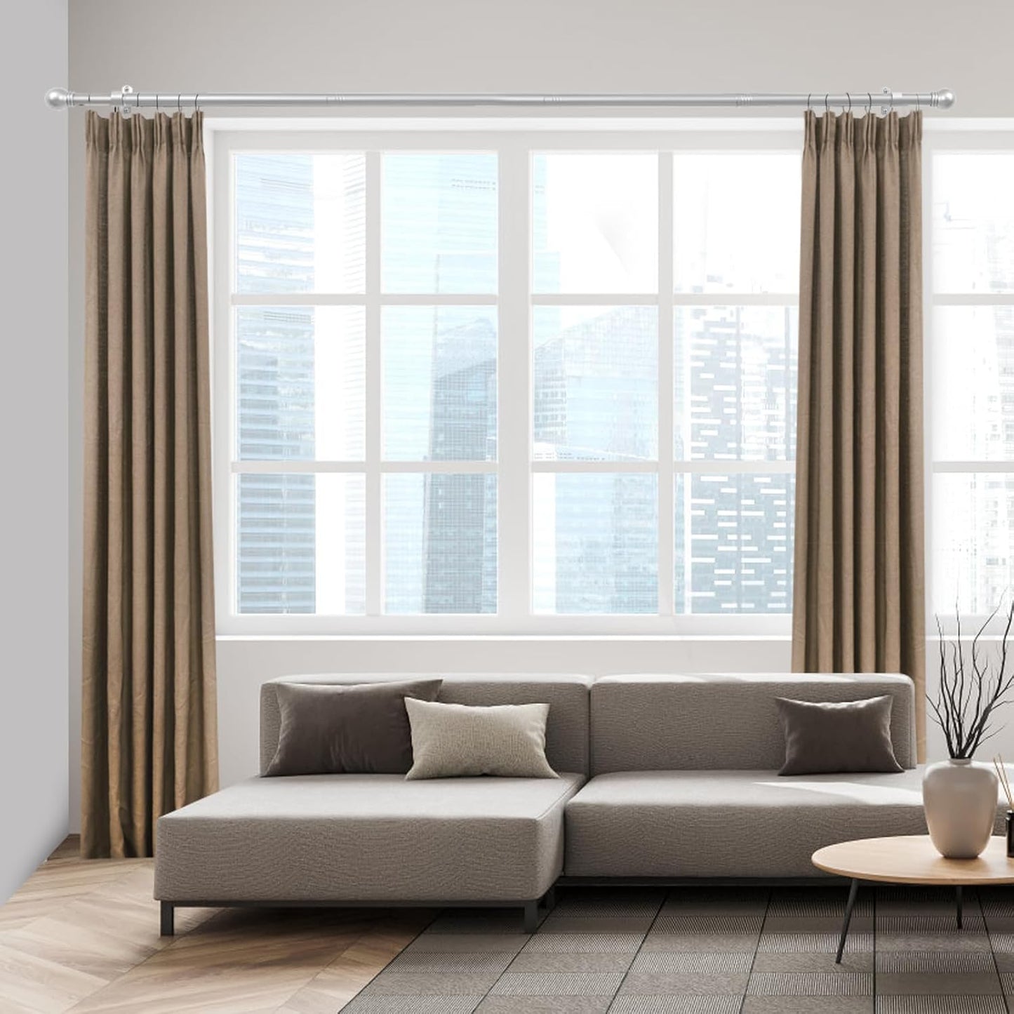Max Adjustable Curtain Rods by [Brand Name] - 16 to 48 Inches, 1-Inch Diameter, Satin Silver Finish