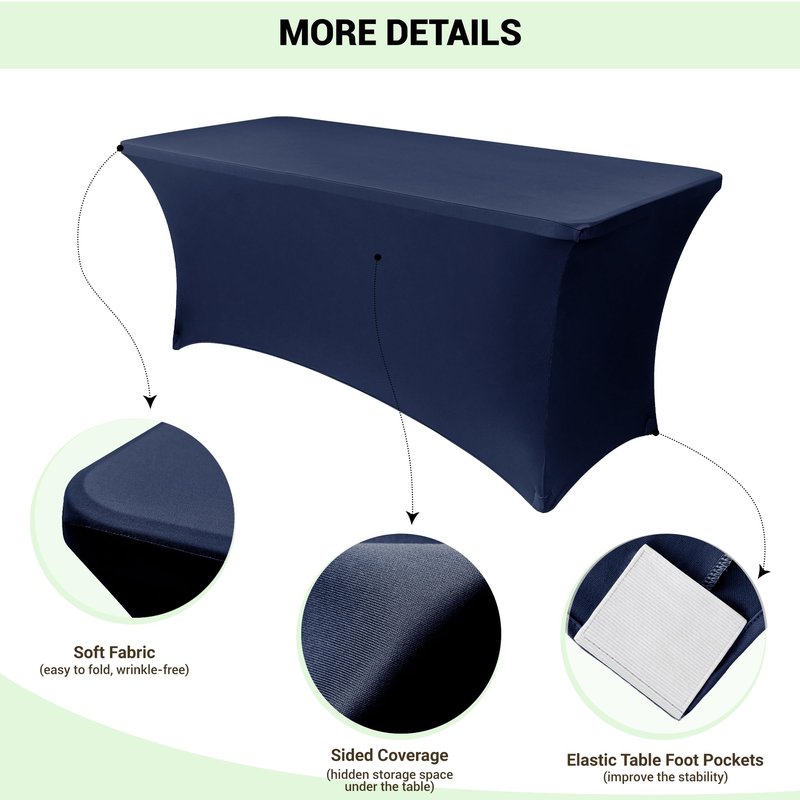 Obstal 5ft Stretch Spandex Table Cover for Standard Folding Tables - Universal Rectangular Fitted Tablecloth Protector for Wedding, Banquet and Party