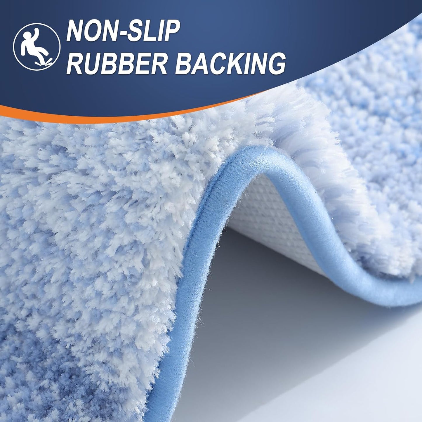 OLANLY Large Bathroom Rugs - Extra Soft Microfiber Mat 44x32 | Quick Dry & Washable, Light Blue