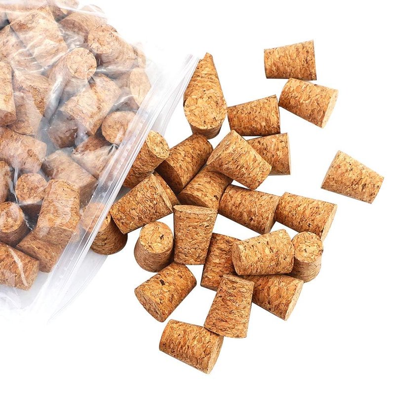 Owevvin 100 Pieces #7 Tapered Cork Plugs, Premium Blank Wine Corks Wine Stoppers Replacement Corks, 0.8 x 0.6 x 1 Inch