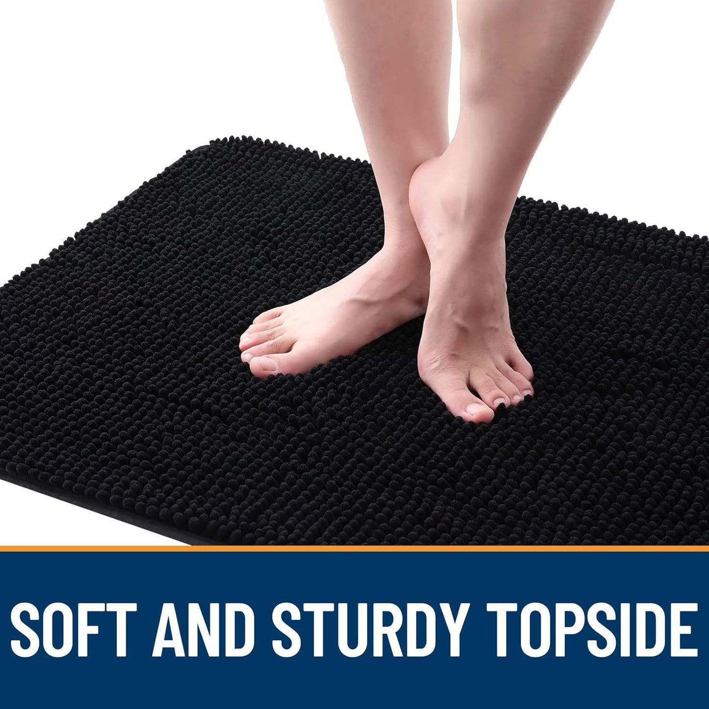 OLANLY Dog Door Mat - Absorbent Non-Slip Chenille Mat for Muddy Paws | 45x27 Inches, Quick Dry, Black