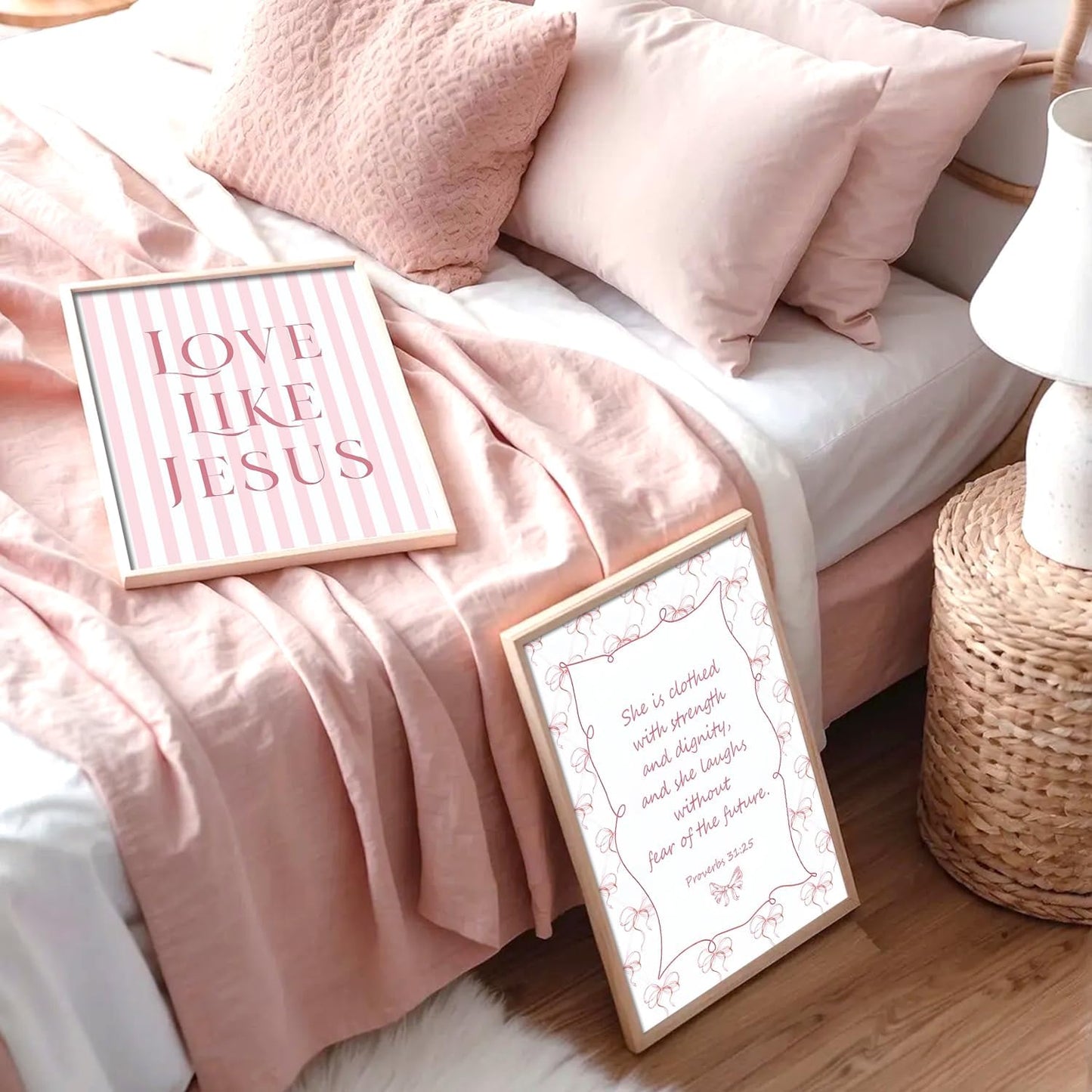 Aglcatie Coquette Pink Bow Wall Art | Set of 6 Aesthetic Posters for Teen Girls | 8x10 Unframed