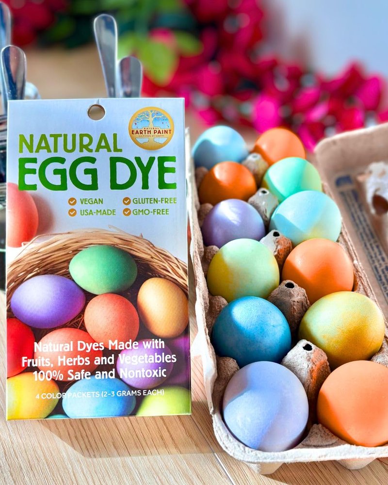 Natural Earth Paint Egg Dye Kit – Eco-Friendly, Non-Toxic Easter Egg Coloring for Kids & Adults – 4 Food-Safe Dyes, No Boiling Needed, Mixable Colors, Vegan & Sustainable