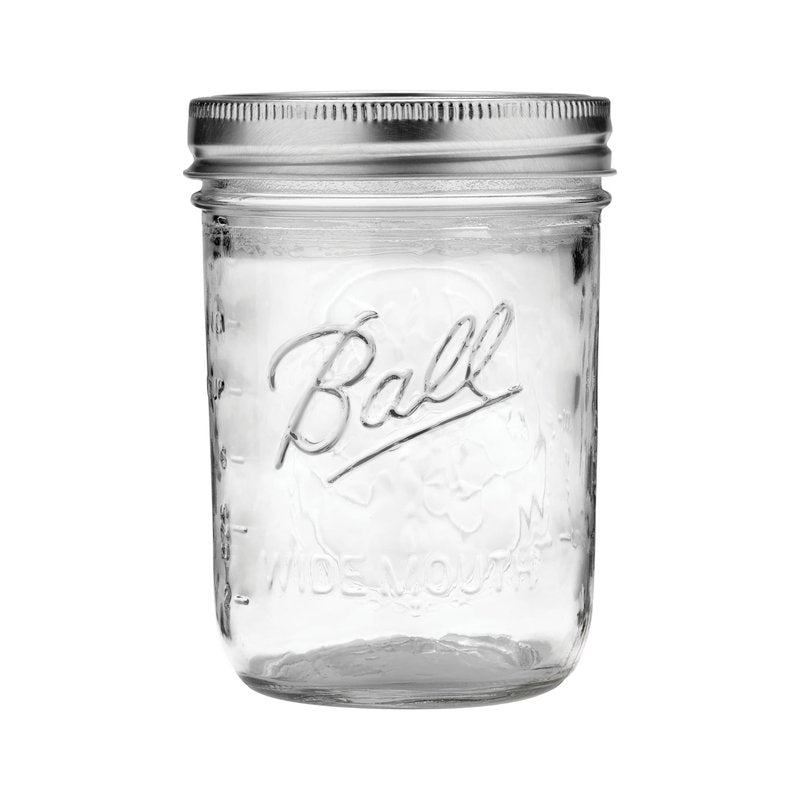 Ball Wide Mouth Glass Mason Jars with Lids and Bands, Used for Canning, Pickling, Juice, Jam, Jelly, Pint Size 16 Ounce (Pack of 3)
