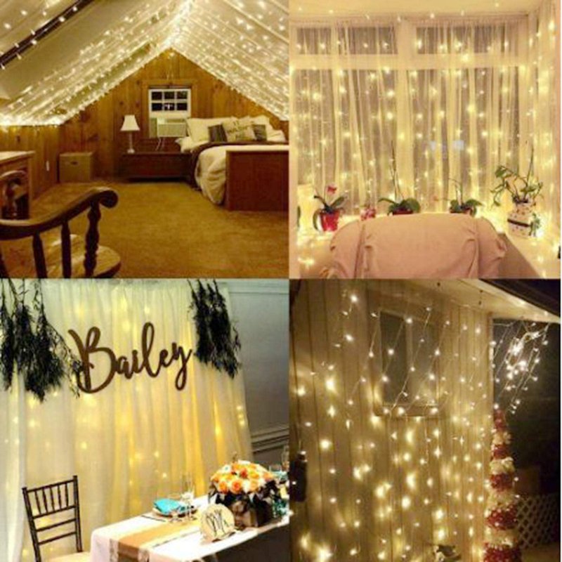 LED String Light 300 LED Lights 8 Modes Control Decoration USB Powered Waterproof Lights for Curtain Christmas Bedroom Party Wedding Home (9.8ft X 9.8ft ,White)