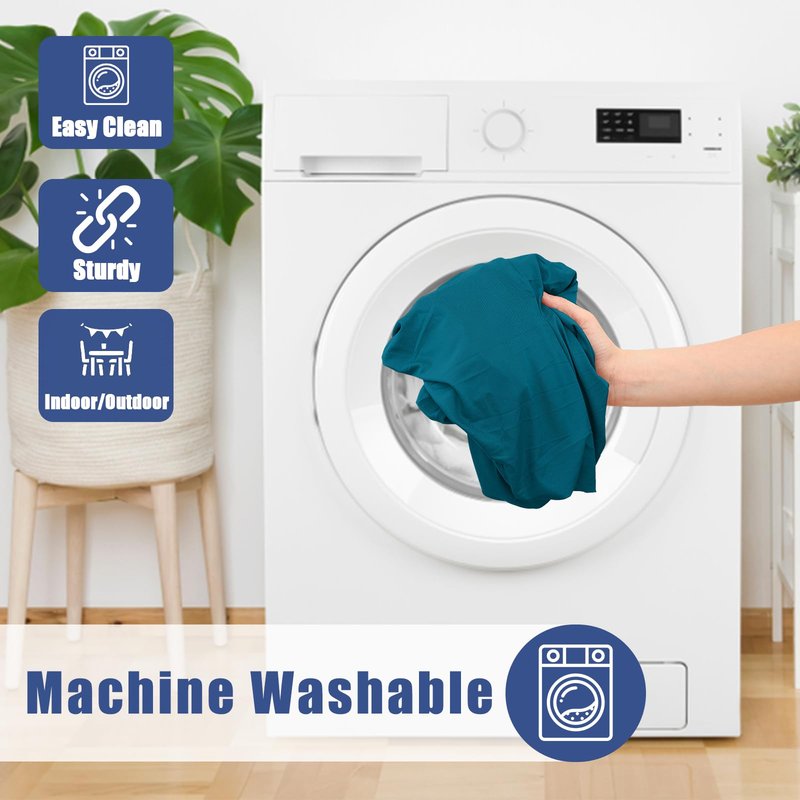 Moosfor Round Spandex Tablecloth, Elastic Fitted Waterproof Tablecloths for 25"-30" Tables, Stretch Washable Picnic Table Cover for Camping, Dining, Indoor and Outdoor,Peacock Blue