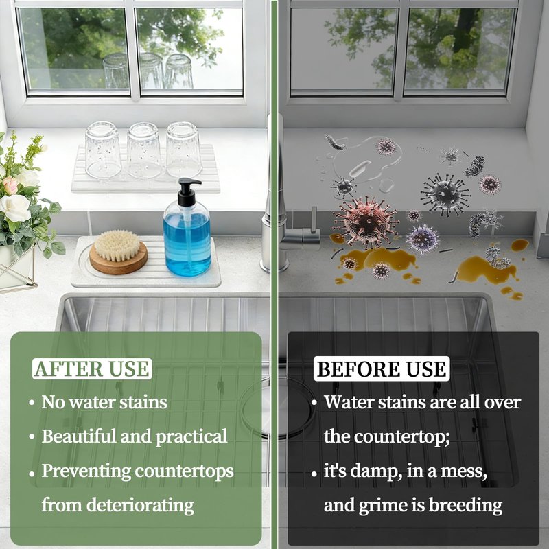 2 PCS Water Absorbing Diatomite Coasters, Stone Drying Mat for Kitchen Counter, Quick Dry Stone Mat Trays for Bathroom Kitchen Counter, Soap Dish Tray Used for Hand Soaps (White, 8.3" x 4")