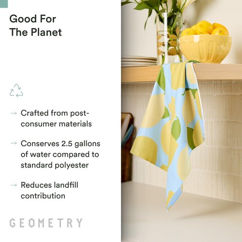 GEOMETRY Spring Kitchen Towels - Quick Dry Microfiber Cloth Spring & Summer Dish Towels for Kitchen Drying - Premium Quick Dry Towel - Lemon Delight, 18" x 30" - 1-Pack