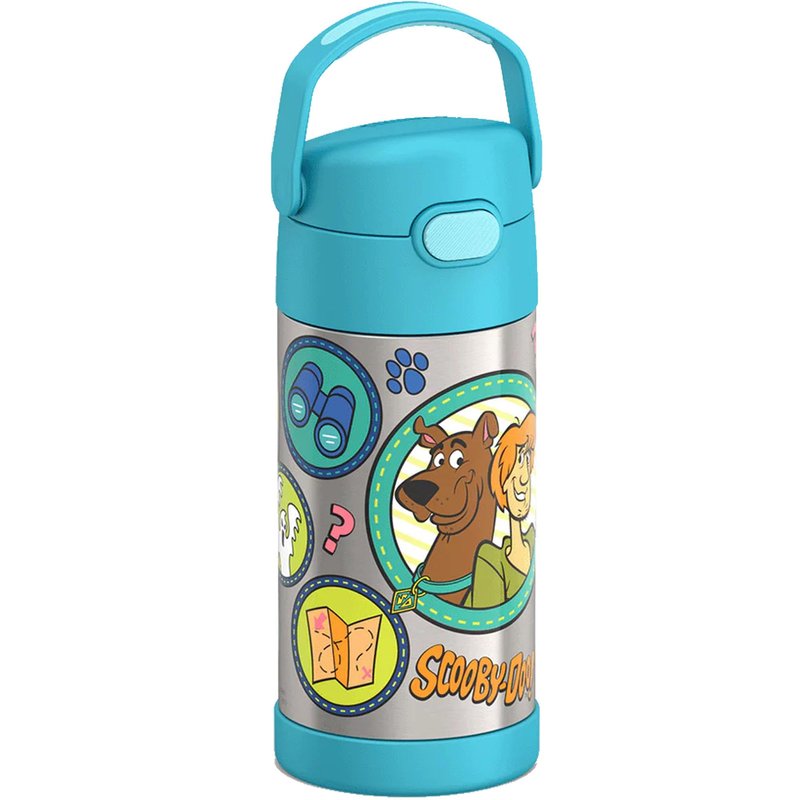 THERMOS FUNTAINER Water Bottle with Straw - 12 Ounce - Kids Stainless Steel Vacuum Insulated Water Bottle with Lid, Scooby-Doo