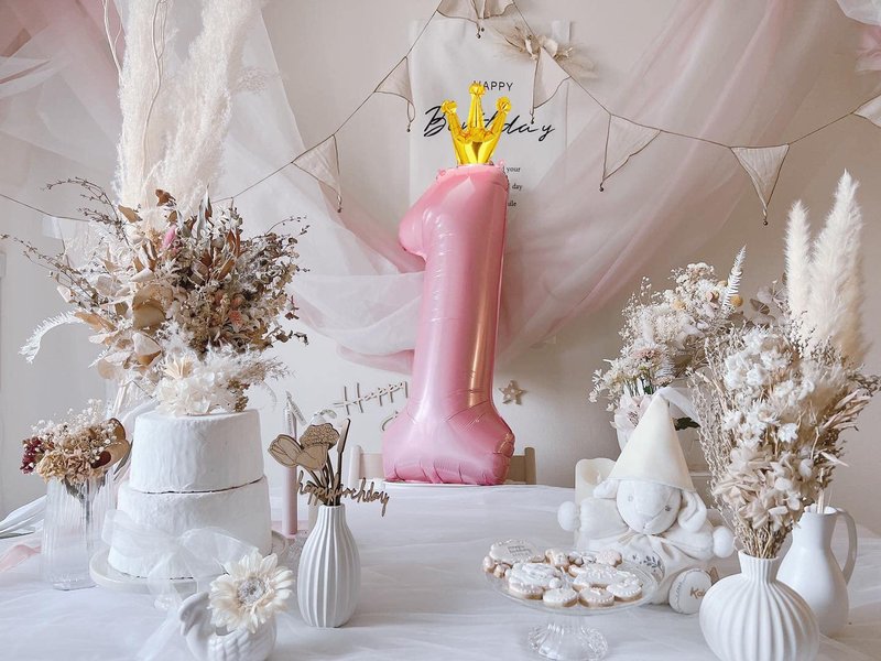 40 Inch Number Balloon 1 for First Birthday, One Giant Balloons, Pink Baby Girl 1st Birthday Decorations, 1 16 18 21 Bday Balloons