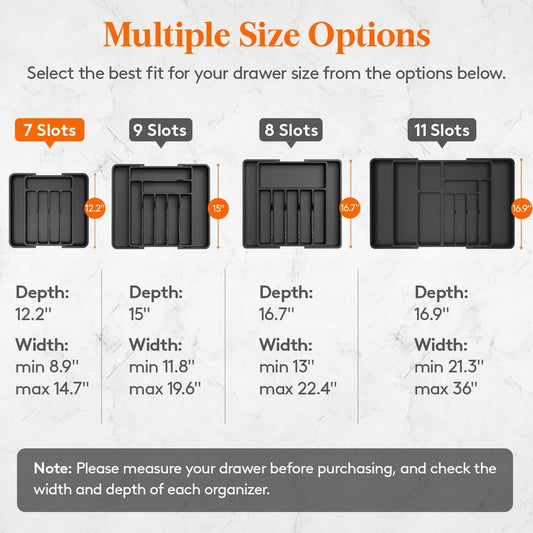 Lifewit Silverware Drawer Organizer, Expandable Utensil Tray for Kitchen, BPA Free Flatware and Cutlery Holder, Adjustable Plastic Storage for Spoons Forks Knives, 8.9-14.7 x 12.2", White