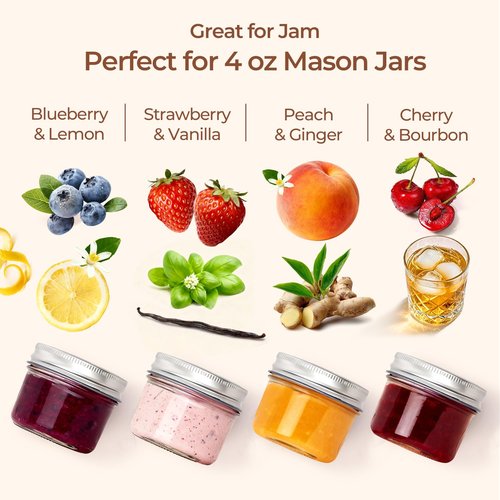 ComSaf Mini Mason Jars Bulk 4oz 16PCS, Regular Mouth Mason Jar with Lids and Seal Bands, Small Glass Canning Jar for Spice, Jam, Honey, Jelly, Dessert, Shower Wedding Favors, DIY Candles Decor