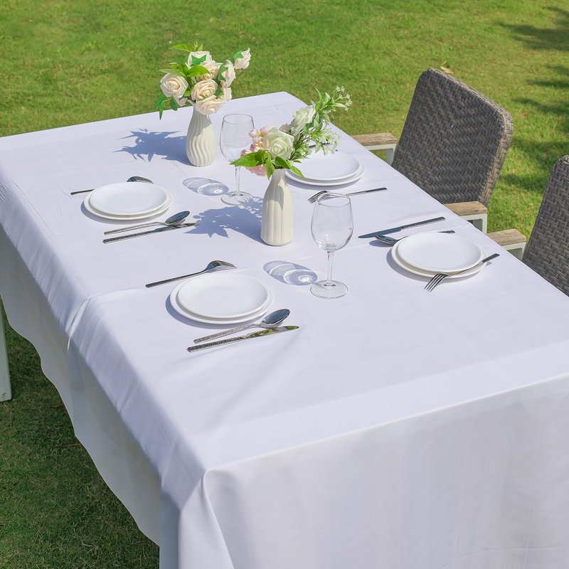 Nesthaven 2-Pack White Rectangle Tablecloth 60x102 Inch - Wrinkle & Stain Resistant Polyester, Tablecloths for Dining Wedding Party Buffet, Machine Washable Polyester Fabric Table Cloth