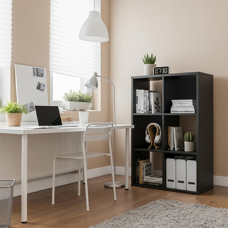 9-Cube Storage Organizer, White Bookshelf with Open Compartments for Home Office, Modern Bookcase Display Shelf for Living Room, Bedroom & Entryway