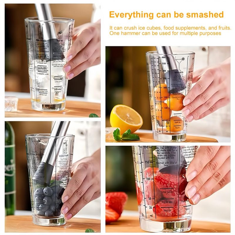 Rukinovi 2 Pcs Muddler for Cocktails,10 Inch Muddler and 8 Inch Bar Spoon,Stainless Cocktail Accessories for Drink - Create Delicious Mojitos and Other Fruit Based Drinks