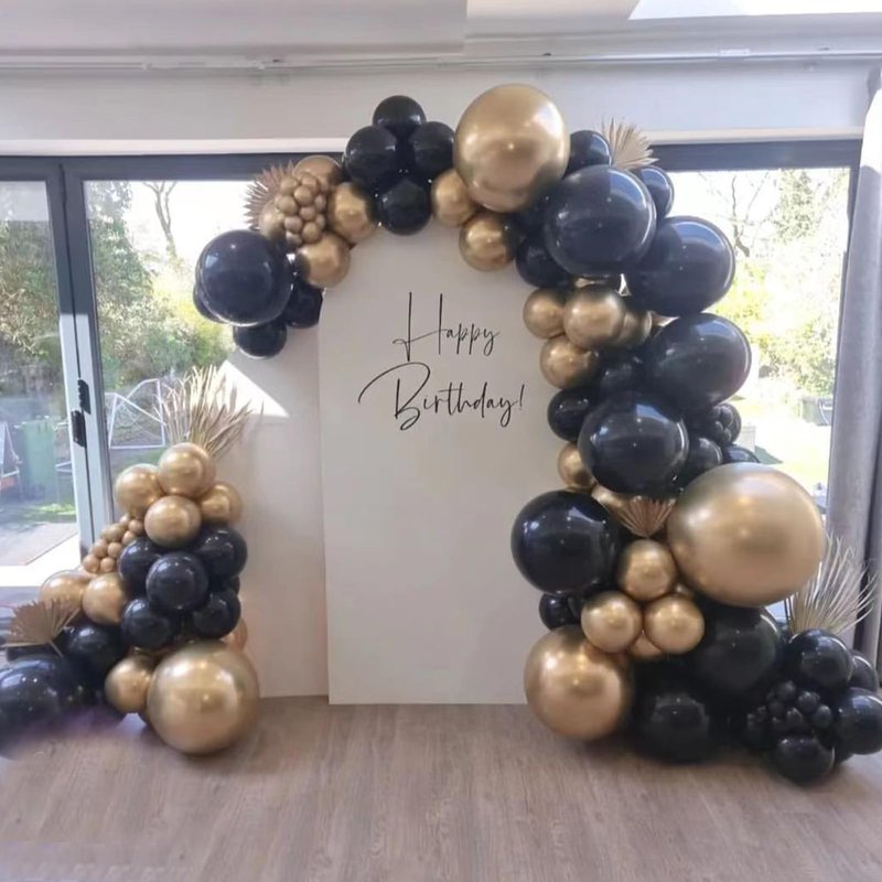 YMSZ Black and Gold Balloons, Black and Metallic Gold Balloons Garland Arch Kit for Birthday, 2026 New Years, Graduation Anniversary Decorations Supplies