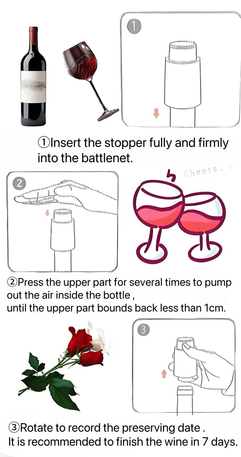 Smaiasl 2 Pack Wine Stoppers,Reusable Wine Bottle Stoppers,Vacuum Wine Preserver With Time Scale, Keep Your Wine Fresh,The Perfect Choice For Wine Lovers.