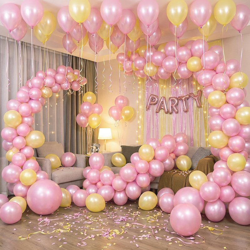 RUBFAC Pearl Pink Balloons 129pcs Different Sizes Pack of 18 12 10 5 Inch, Latex Balloon Garland Arch Kit for Wedding Princess Birthday Party Baby Shower Engagement Bachelorette Decorations