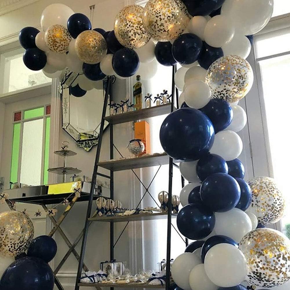 KALOR 12-Inch Navy Blue & Gold Confetti Balloons - 60 Pcs Metallic Latex for Parties & Celebrations