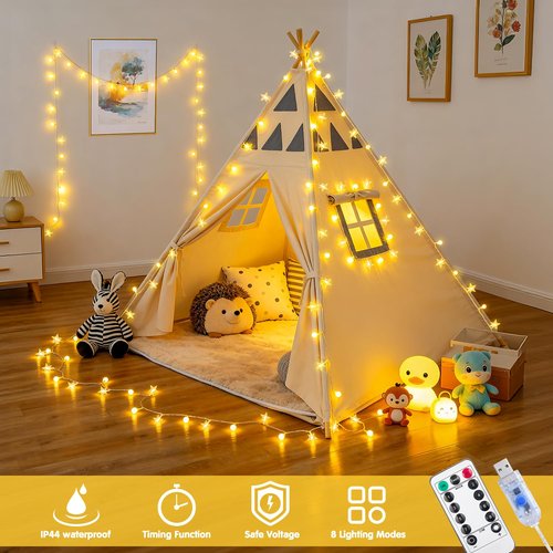 JMEXSUSS 100 LED Globe Star String Lights, 33 FT Globe String Lights Indoor USB Plug in, Warm White Star Fairy Lights for Bedroom Classroom Dorm Indoor Decor