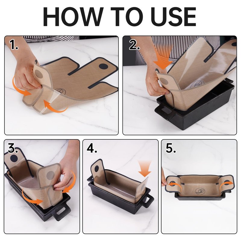 NiHome 4-Pack Silicone Bread Loaf Pan Liners, Reusable and Nonstick Silicone Bread Sling, Fit for 9x5, 9.5x5, and 10x5 Inch Loaf Pans, Dishwasher Safe, Easy to Clean (Brown)