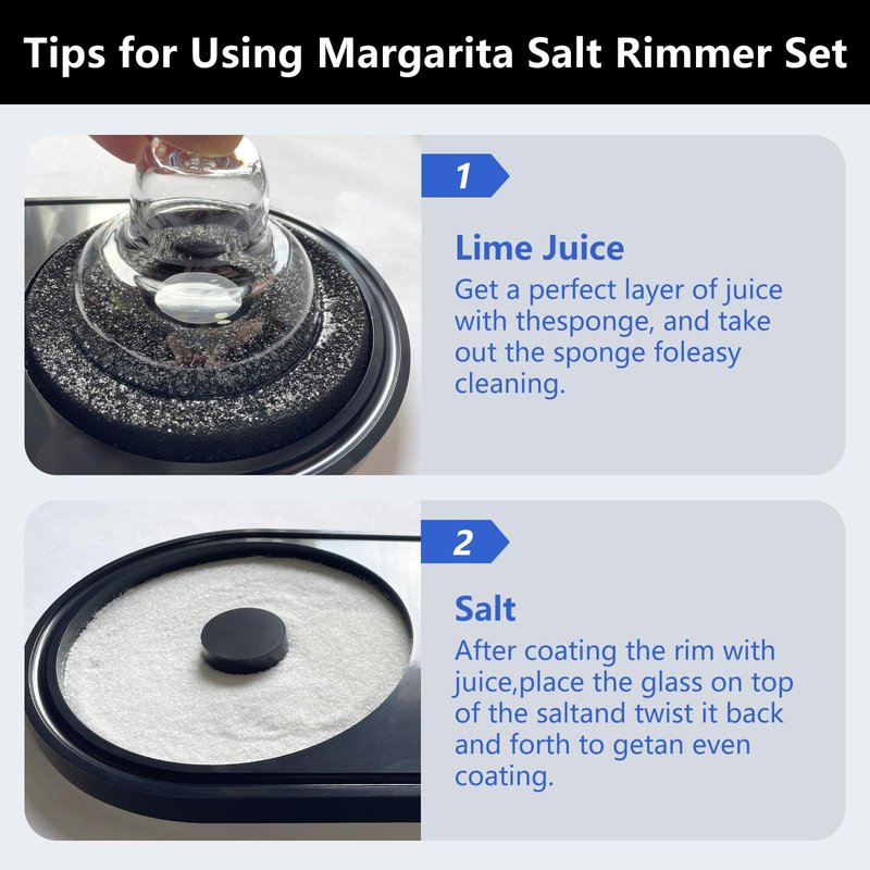 KKJCXY Bar Glass Rimmer All in-One Margarita Salt Rimmer Set for Cocktails, Salt and Sugar Rimmer Tray for Drinks - Drink Rimmer, Glass Rimmer for Margarita Rim, Cocktail Rimmer for Bar Tool