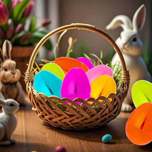 baotongle 24pcs Fillable Easter Eggs Metallic Bright Colors with Hinge Bulk Plastic Easter Eggs Perfect for Egg Hunt Surprise Egg 2.25" Assorted Colors
