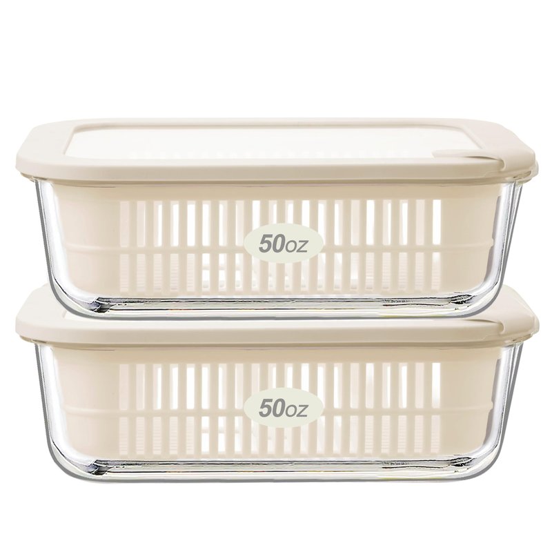 Urban Green Glass Food Storage Containers with Glass Lids, Microwave Safe Food Container Set, Aitight Meal Prep Container Set, BPA Free Colander, LeakProof, 2 Pack