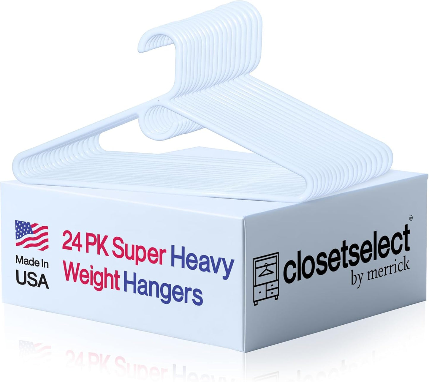 Super Heavy Duty Plastic Hangers - Made in USA | 24 Pack of White Heavyweight Hangers