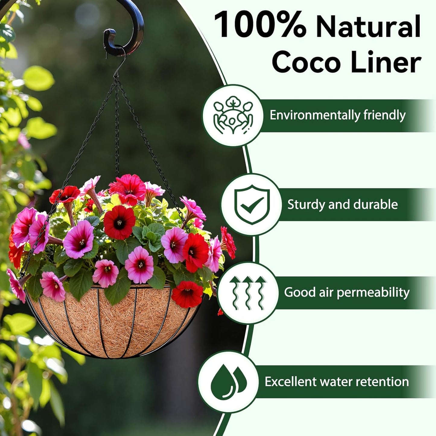ZeeDix Coconut Liners - 10 Inch Round Coir Replacement for Planters | Ideal for Flowers & Vegetables