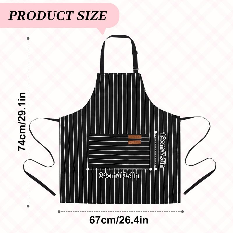 ZAIORD 2Pack Adjustable Kitchen Apron for Women Men with 2 Pockets，Cotton-Polyester Blend Bib Aprons for Cooking,Baking