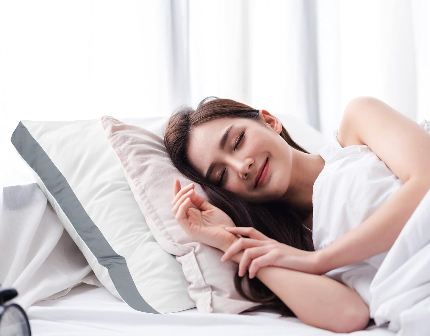 Utopia Bedding Queen Size Bed Pillows - Soft & Fluffy Down Alternative | Cooling Gusseted Set of 2 (Grey)