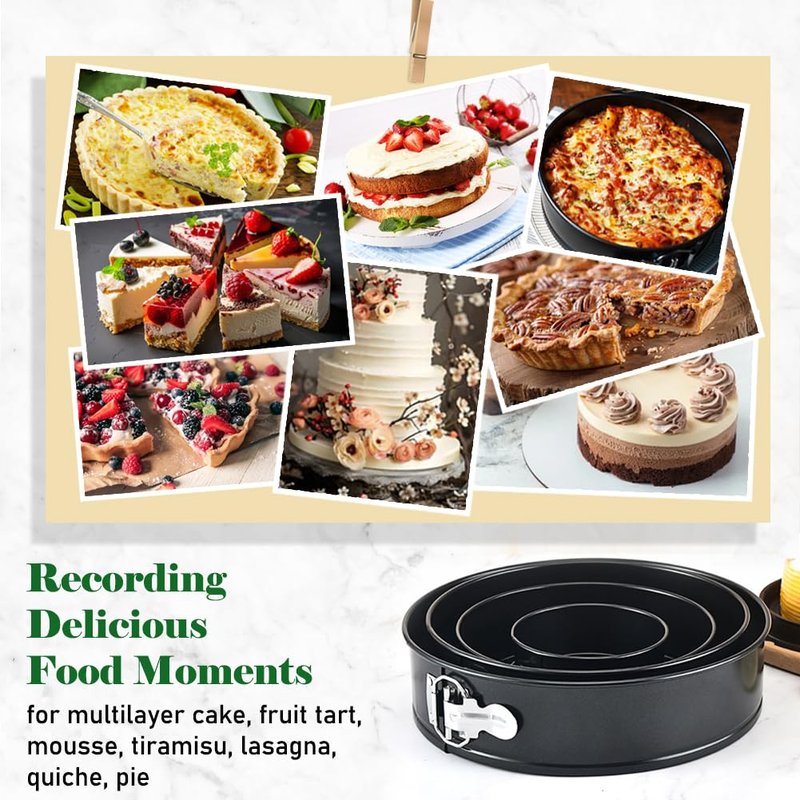 Tellshun 10 Inch Springform Pan Tin With 50Pcs Parchment Paper Nonstick Baking Mold Round Leakproof Removable Bottom Bakeware for Cake Cheesecakes Pie Pizza and Quiches