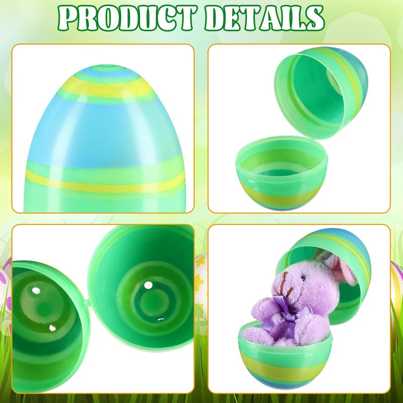 RoundFunny 72 Pcs Fillable Easter Eggs Empty Plastic Eggs Bright Basket Stuffers Easter Hunt Game Party Favor Boys Girls Classroom Toys Stuffers (3'')