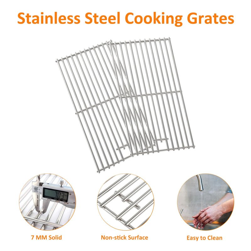 BBQ-PLUS Grill Replacement Parts for Kitchen Aid 2-Burner Gas Grill 720-0819 720-0819A 720-0819CA 720-0819G 720-0819GH 720-0819GL Solid Stainless Steel Cooking Grates Burners Heat Plates